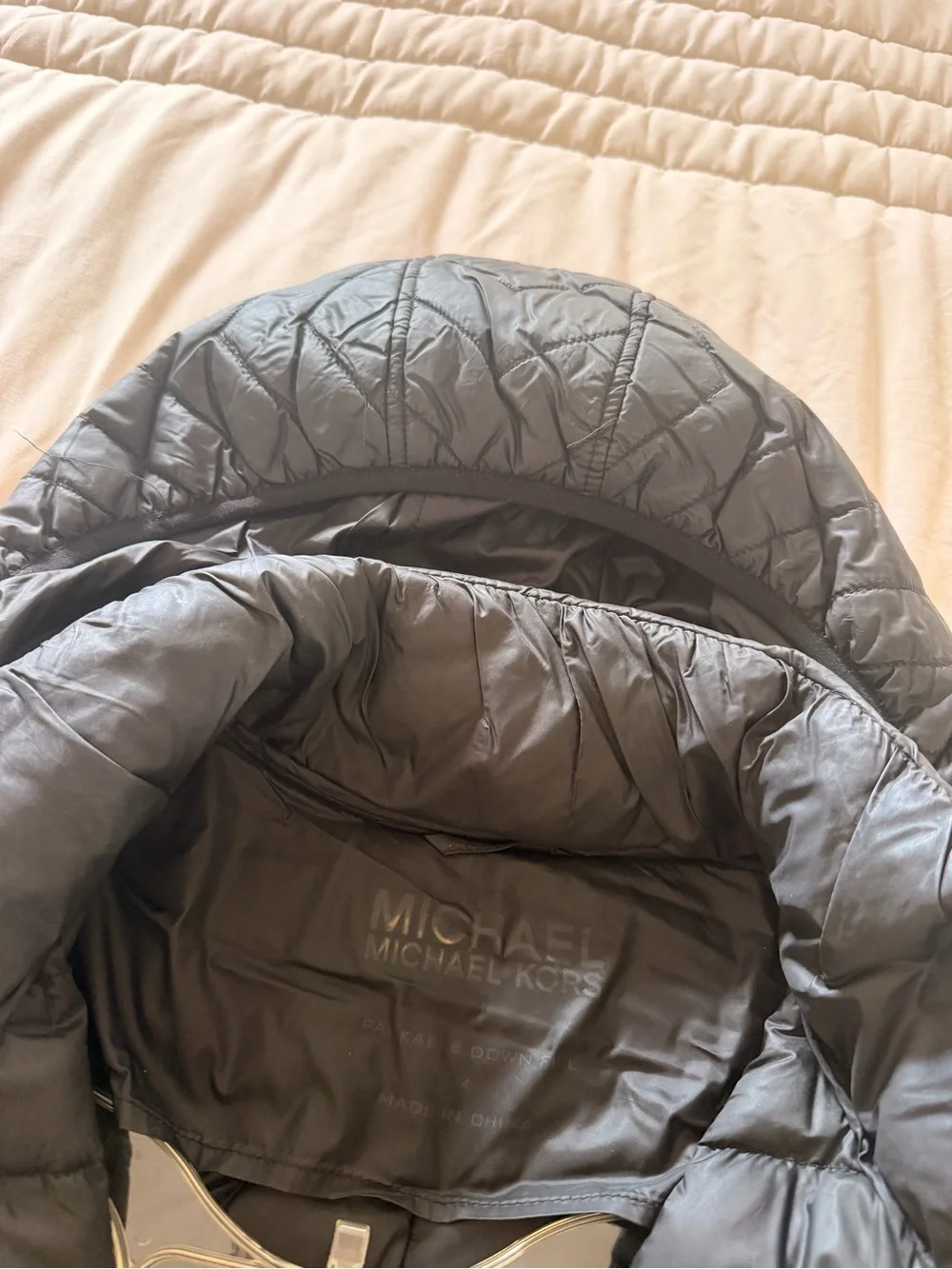 Michael Kors Black Quilted Hooded Puffer Coat